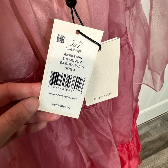 Cinq A Sept Veronique Tiered Organza Silk Colorblock Gown - Picture 9 of 16